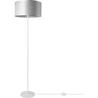 Stehleuchte Wohnzimmer Stoffschirm Tischlampe Textil Schirm E27 Nachtlicht Grau (Ø38 cm), Stehleuchte-Weiß - Typ 2 - Paco Home von PACO HOME