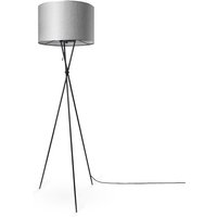Stehleuchte Wohnzimmer Stoffschirm Tischlampe Textil Schirm E27 Nachtlicht Grau (Ø45.5 cm), Stehleuchte-Schwarz - Typ 1 - Paco Home von PACO HOME