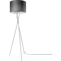 Stehleuchte Wohnzimmer Stoffschirm Tischlampe Textil Schirm E27 Nachtlicht Schwarz (Ø45.5 cm), Stehleuchte-Grau - Typ 1 - Paco Home von PACO HOME