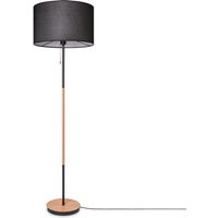 Stehleuchte Wohnzimmer Stoffschirm Tischlampe Textil Schirm E27 Nachtlicht Schwarz (Ø45.5 cm), Stehleuchte-Schwarz - Typ 3 - Paco Home von PACO HOME