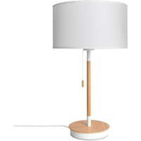 Stehleuchte Wohnzimmer Stoffschirm Tischlampe Textil Schirm E27 Nachtlicht Weiß (Ø28cm), Tischleuchte - Weiß - Paco Home von PACO HOME