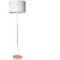 Stehleuchte Wohnzimmer Stoffschirm Tischlampe Textil Schirm E27 Nachtlicht Weiß (Ø45.5 cm), Stehleuchte-Weiß - Typ 3 - Paco Home von PACO HOME