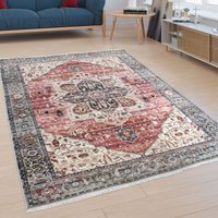 Teppich, Kurzflor Für Wohnzimmer Mit Bordüre, Orient-Design, In Rosa Bunt 160x230 cm - Paco Home von PACO HOME