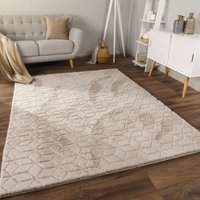 Paco Home Teppich Bubble Wohnzimmer Schlafzimmer Hochflor Fell Geometrisches Design 3D 80x150 cm, Beige 5 von PACO HOME