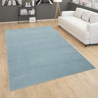 Teppich Für Wohnzimmer Einfarbig Kurzflor Schlicht Und Modern, In Türkis 60x100 cm - Paco Home von PACO HOME