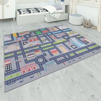 Teppich Kinderzimmer Grau Kinderteppich Spielteppich Straßenteppich Mädchen Jungs 160x220 cm, Grau - Paco Home von PACO HOME