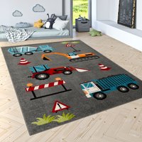 Teppich Kinderzimmer Kinderteppich Junge Mädchen Spielteppich Weich Grau Rot 200x280 cm - Paco Home von PACO HOME