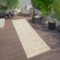 Paco Home - Teppich Outdoor Balkon Terrasse Gelb Rauten Muster Skandi Design Robust Weich 80x150 cm von PACO HOME
