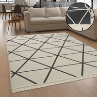 Paco Home - Teppich Wohnzimmer Boho Waschbar Bis 30 Grad Skandinavisch Mit Fransen Wendbar 60x180 cm, Anthrazit 4 von PACO HOME