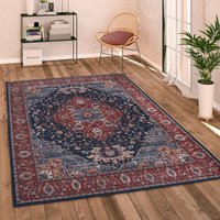 Paco Home - Teppich Wohnzimmer Flachgewebe Vintage Orient Ornamente Bordüre Waschbar 140x200 cm, Rot 2 von PACO HOME