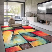Paco Home Teppich Wohnzimmer Kinderzimmer Kurzflor Modernes Geometrisches Muster 3D Effekt 200x290 cm, Bunt 6 von PACO HOME