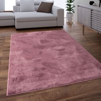 Paco Home Teppich Wohnzimmer Kunstfell Shaggy Hochflor Waschbar In Waschmaschine Soft Uni Rosa Mauve 80 cm Rund von PACO HOME