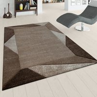 Paco Home - Teppich Wohnzimmer Kurzflor Braun Beige Weich 3-D Effekt Dreieck Design Bordüre 80x150 cm von PACO HOME