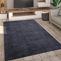 Paco Home - Teppich Wohnzimmer Kurzflor Handgewebt Modernes Einfarbiges Muster Weich Anthrazit, 150x230 cm Oval von PACO HOME