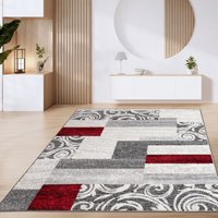 Paco Home - Teppich Wohnzimmer Kurzflor Marokkanische Kreis Und Bordüren Muster Modern 60x100 cm, Rot von PACO HOME