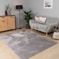 Paco Home - Teppich Wohnzimmer Kurzflor Waschbar Einfarbiges Muster Weich Rutschfest Modern Grau, 120x160 cm von PACO HOME