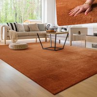 Paco Home Teppich Wohnzimmer Kurzflor Waschbar Weich Modernes Einfarbiges Muster 60x100 cm, Kupfer von PACO HOME