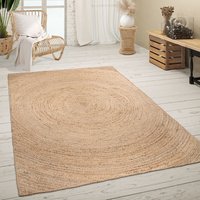 Paco Home - Teppich Wohnzimmer Naturfaser Jute Handgearbeitet Abstraktes Modernes Muster 120x170 cm, Natur von PACO HOME