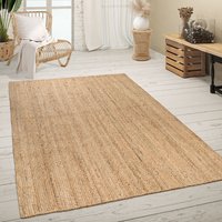 Teppich Wohnzimmer Naturfaser Jute Handgearbeitet Abstraktes Modernes Muster 300x400 cm, Natur 2 - Paco Home von PACO HOME