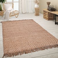 Paco Home Teppich Wohnzimmer Naturfaser Jute Handgearbeitet Abstraktes Modernes Muster 300x400 cm, Natur 3 von PACO HOME