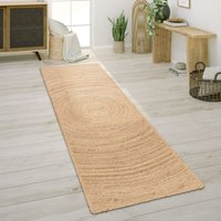 Paco Home - Teppich Wohnzimmer Naturfaser Jute Handgearbeitet Abstraktes Modernes Muster 80x150 cm, Natur von PACO HOME