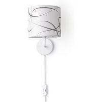 Tischlampe Nachttisch Stoffschirm Wandleuchte Wohnzimmer Tischleuchte Vintage Wandleuchte - Weiß, Design 3 (Ø18 cm) - Paco Home von PACO HOME