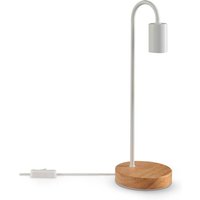 Paco Home - Tischlampe Nachttischlampe E14 Stehlampe Minimalistisch Skandi E27 Holz Fuß Tischleuchte, Weiß von PACO HOME