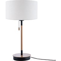 Paco Home - Tischlampe Nachttischlampe Schreibtischlampe Höhe 49 cm Design Skandinavisch Weiß (Ø28 cm), Tischleuchte Schwarz/Holz von PACO HOME