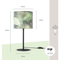 Tischlampe Schreibtischlampe Wandlampe Stoff Nachttisch E14 Blumen Jungle Deko Tischleuchte - Schwarz, Design 3 (Ø18 cm) - Paco Home von PACO HOME