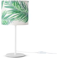 Tischlampe Schreibtischlampe Wandlampe Stoff Nachttisch E14 Blumen Jungle Deko Tischleuchte - Weiß, Design 4 (Ø18 cm) - Paco Home von PACO HOME