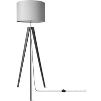 Tischleuchte Dreibein Nachttischlampe Stehlampe E27 Stoff Lampenschirm Uni Stehleuchte - Schwarz, Grau (Ø44.5 cm) - Paco Home von PACO HOME