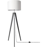 Tischleuchte Dreibein Nachttischlampe Stehlampe E27 Stoff Lampenschirm Uni Stehleuchte - Schwarz, Weiß (Ø44.5 cm) - Paco Home von PACO HOME