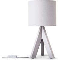 Tischleuchte Dreibein Nachttischlampe Stehlampe E27 Stoff Lampenschirm Uni Tischleuchte - Weiß, Weiß (Ø17 cm) - Paco Home von PACO HOME