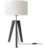 Paco Home - Tischleuchte Dreibein Nachttischlampe Stehlampe E27 Stoff Lampenschirm Uni Weiß (Ø28cm), Tischleuchte - Schwarz von PACO HOME