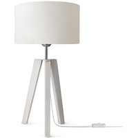 Paco Home - Tischleuchte Dreibein Nachttischlampe Stehlampe E27 Stoff Lampenschirm Uni Weiß (Ø28cm), Tischleuchte - Weiß von PACO HOME