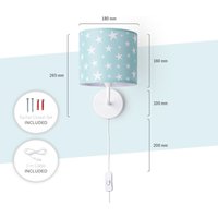 Paco Home Tischleuchte Kinderzimmer Stofflampenschirm Rund Wandleuchte Mond Sterne E14 Wandleuchte - Weiß, Design 5 (Ø18 cm) von PACO HOME