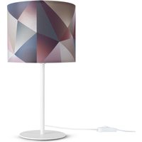 Wandleuchte Stofflampenschirm Tischlampe Nachttischlampe E14 Vintage Retro Rund Tischleuchte - Weiß, Design 4 (Ø18 cm) - Paco Home von PACO HOME