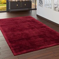 Wohnzimmer-Teppich, Kurzflor-Teppich Handgearbeitet, Einfarbig In Rot 200x300 cm - Paco Home von PACO HOME