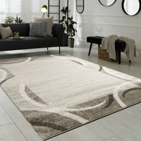 Wohnzimmer Teppich Bordüre Kurzflor Meliert Modern Hochwertig Schwarz Braun 160x220 cm - Paco Home von PACO HOME