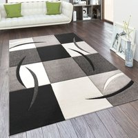 Paco Home - Wohnzimmer Teppich In Versch. Farben und Größen Karo Muster Streifen 3-D Design Kurzflor Schwarz Weiß, 300x400 cm von PACO HOME