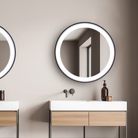 Spiegel Schminkspiegel mit Beleuchtung Badezimmer Indirekte Beleuchtung Rund (Ø50cm), Typ 4 - Paco Home von PACO HOME