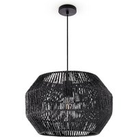Pendelleuchte Esstisch Papier Boho Hängelampe Esszimmer Lampe E27 Rattan Pendelleuchte - Schwarz, Schwarz (Ø35cm) - Paco Home von PACO HOME