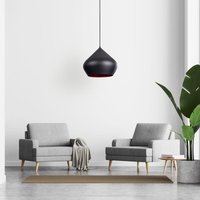 Pendelleuchte Esszimmer Hängelampe Küchenlampe Esstischlampe Industriell Modern Pendelleuchte - Schwarz, Kupfer (Ø38 cm) - Paco Home von PACO HOME