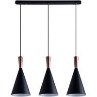 Pendelleuchte Hängelampe Esszimmer Esstischlampe 1,5m Textilkabel KürzbarØ18,5cm Schwarz-Kupfer, 3-flammig - Paco Home von PACO HOME