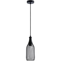 Pendelleuchte Hängelampe Esszimmer Esstischlampe Metall 1,5m Textilkabel Kürzbar Bernstein ST64 - 300 Lumen / 5W, Schwarz - Paco Home von PACO HOME