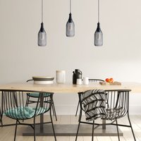 Pendelleuchte Hängelampe Esszimmer Esstischlampe Metall 1,5m Textilkabel Kürzbar Schwarz, Klar ST64 800 Lumen / 7W - Paco Home von PACO HOME