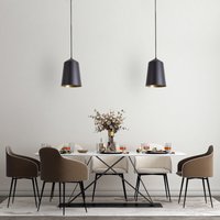 Pendelleuchte Wohnzimmer Aluminium Pulverbeschichtet Industrial Design E27 Pendelleuchte, Schwarz-Messing - Paco Home von PACO HOME