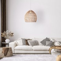 Pendelleuchte Wohnzimmer Boho Korbleuchten Pendellampe Rattan Hängeleuchte Natur (Ø40cm), Pendelleuchte - Typ 7 - Paco Home von PACO HOME