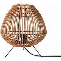 Rattan Pendelleuchte Wohnzimmer Tischleuchte Boho Käfig Lampe Nachttisch Metall Natur (Ø31 cm), Tischleute - Typ 3 - Paco Home von PACO HOME