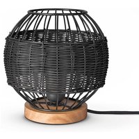 Rattan Pendelleuchte Wohnzimmer Tischleuchte Boho Käfig Lampe Nachttisch Metall Schwarz (Ø20 cm), Tischleute - Typ 5 - Paco Home von PACO HOME